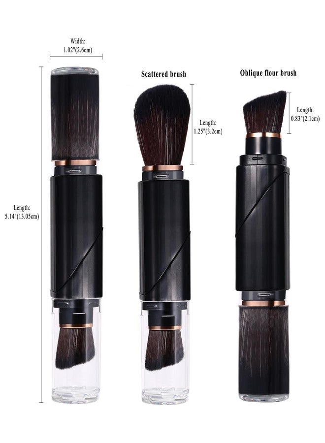 Vtrem Retractable Travel Makeup Brush: Black Kabuki Double-Ended Foundation Blush Brushes Mini Compact Face Brush with Cover Highlighter Flawless Powder Cosmetics - Image 4